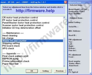 Epson XP540, XP640, XP645 reset