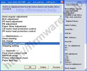 [Epson SX525WD, BX525WD Adjustment Program]
