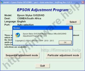 [Epson SX525WD, BX525WD Adjustment Program]