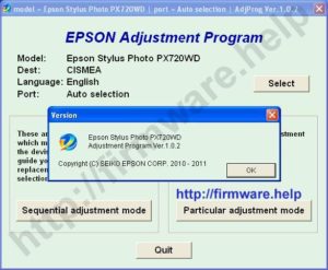 Epson PX730WD Adjustment Program